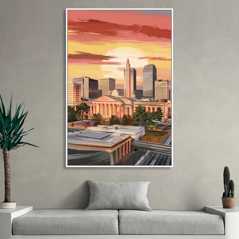 Joseph Skyline Sunset Sitting Room - White Canvas Wall Art