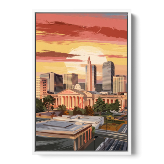 Joseph Skyline Sunset - White Framed Canvas Wall Art - Front