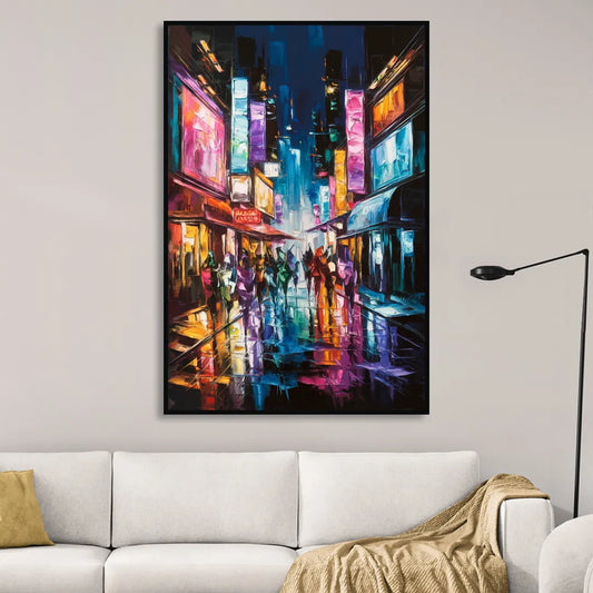 Joseph Vibrant Streets Living Room - Black Canvas Wall Art