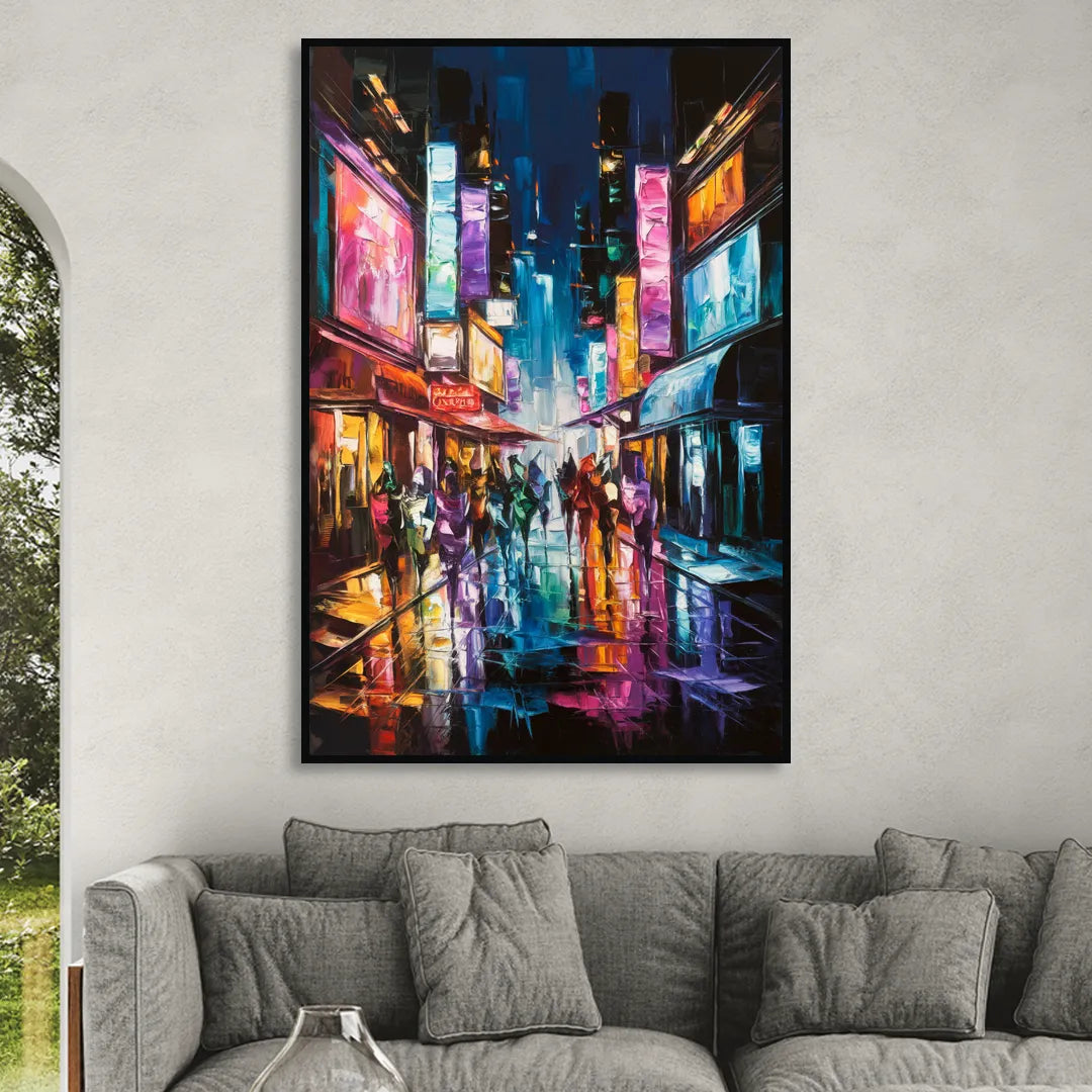 Joseph Vibrant Streets Sitting Room - Black Canvas Wall Art