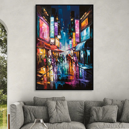 Joseph Vibrant Streets Sitting Room - Black Canvas Wall Art