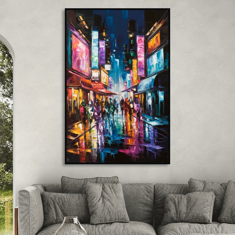 Joseph Vibrant Streets Sitting Room - Black Canvas Wall Art