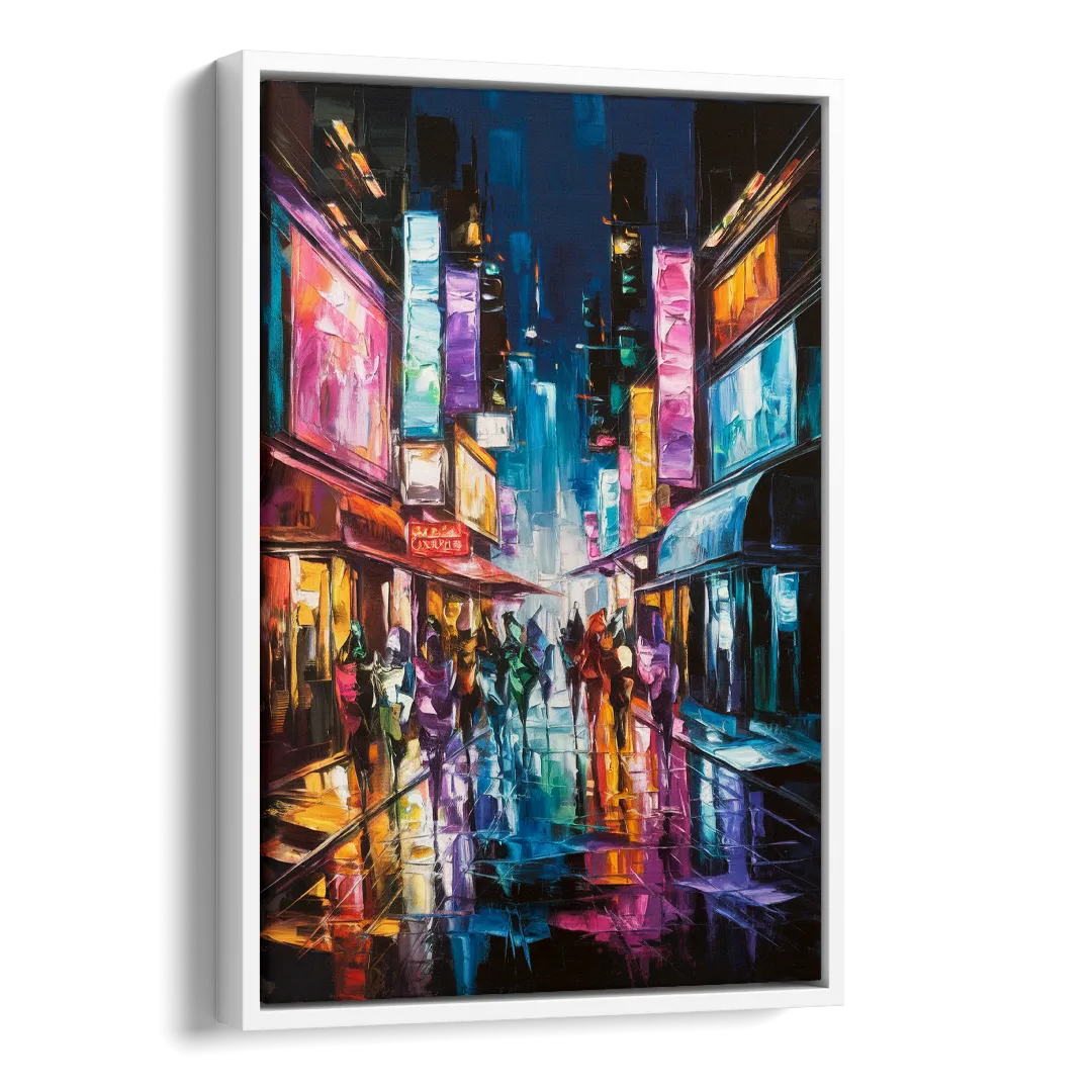 Joseph Vibrant Streets Side - White Canvas Wall Art