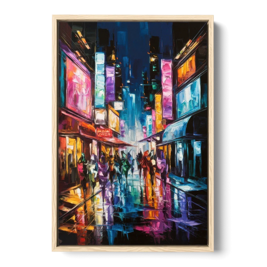 Joseph Vibrant Streets - Oak Framed Canvas Wall Art - Front