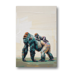 Jungle Animal Nursery Art with a Gorilla Piggyback - Canvas Wall Art - Front