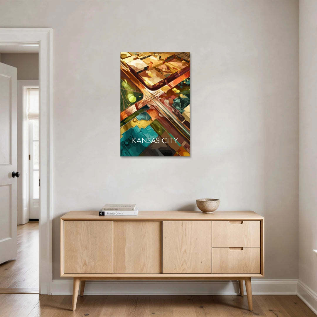 Kansas City Aerial View - Canvas Wall Art - Coffee Table - 24x36