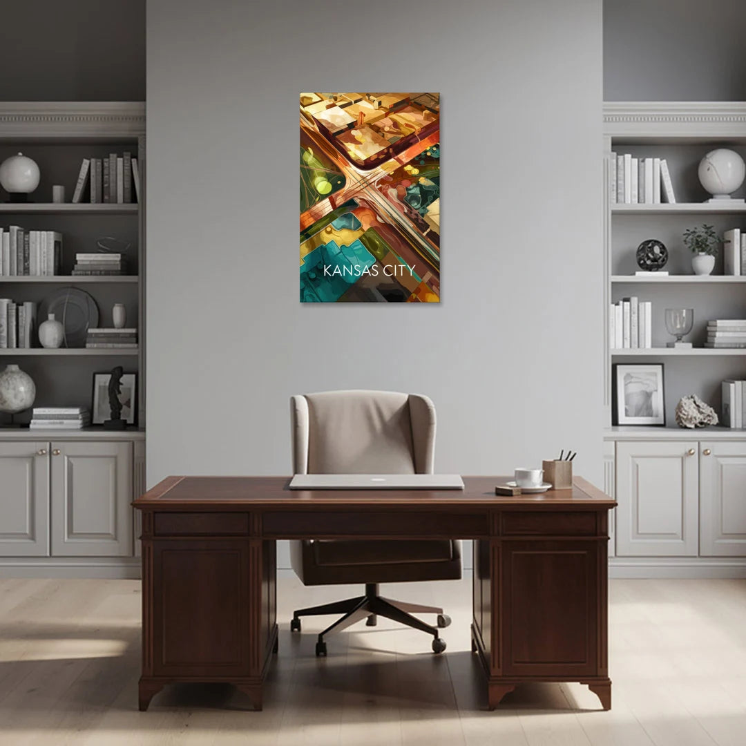 Kansas City Aerial View - Canvas Wall Art - Office - 24x36