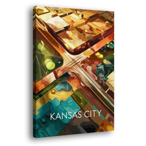 Kansas City Aerial View - Canvas Wall Art - Side