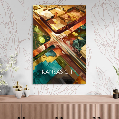 Kansas City Aerial View Sitting Room - Canvas Wall Art