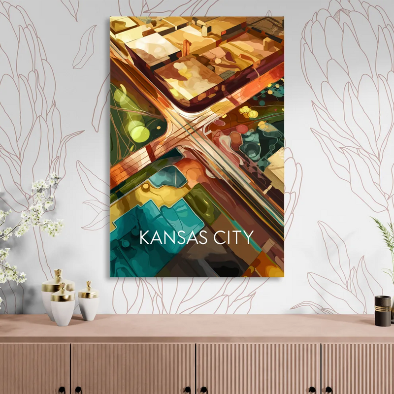 Kansas City Aerial View Sitting Room - Canvas Wall Art