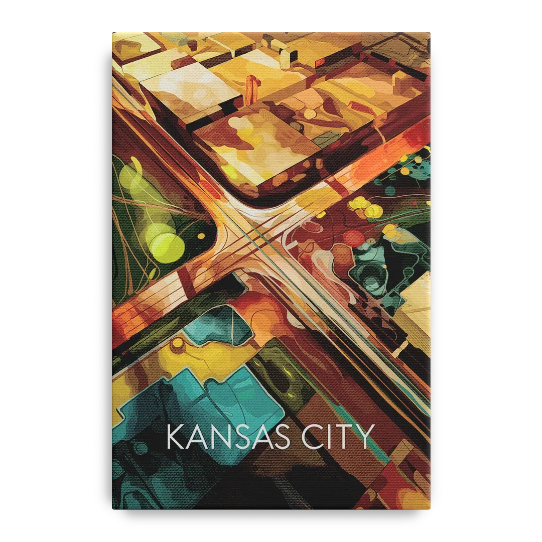 Kansas City Aerial View Front - Canvas Wall Art