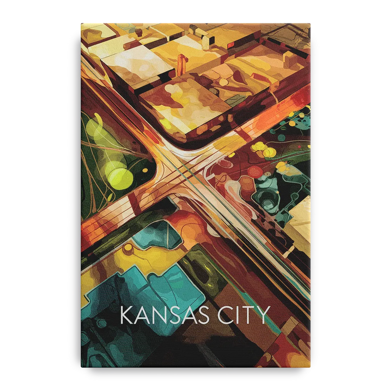 Kansas City Aerial View Front - Canvas Wall Art