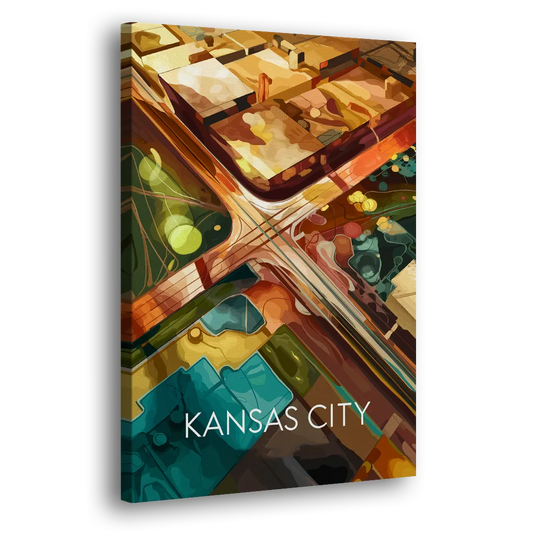 Kansas City Aerial View Side - Canvas Wall Art
