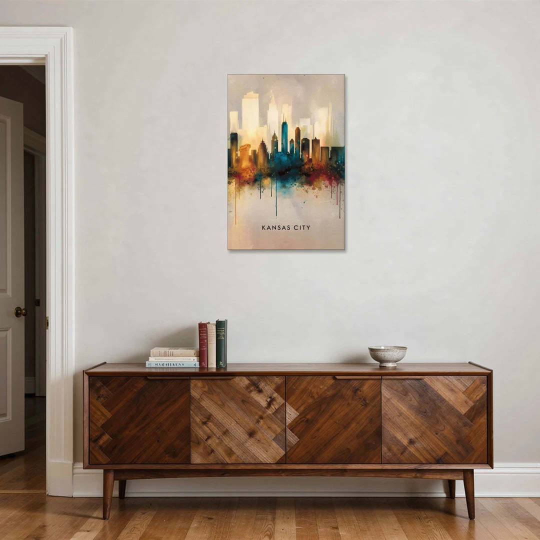 Kansas City Artistic Skyline - Canvas Wall Art - Coffee Table - 24x36