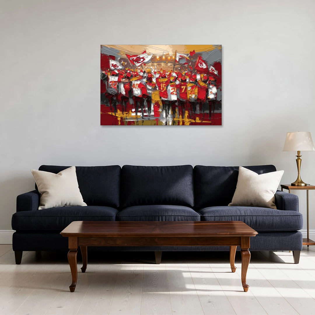 Kansas City Chiefs Fans Gathering - Canvas Wall Art - Sofa - 36x24
