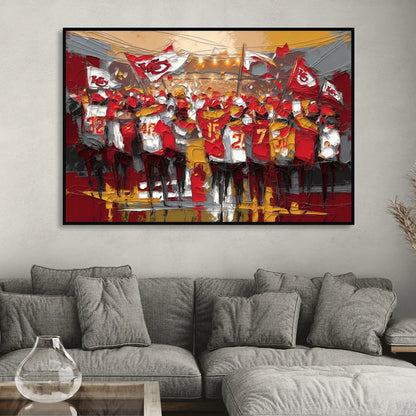 Kansas City Chiefs Fans Gathering Sitting Room - Black Canvas Wall Art