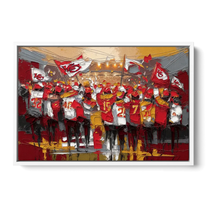 Kansas City Chiefs Fans Gathering Front - White Canvas Wall Art