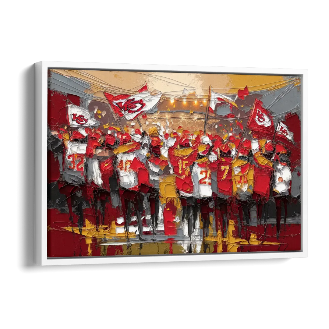 Kansas City Chiefs Fans Gathering Side - White Canvas Wall Art