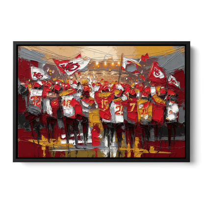 Kansas City Chiefs Fans Gathering Front - Black Canvas Wall Art