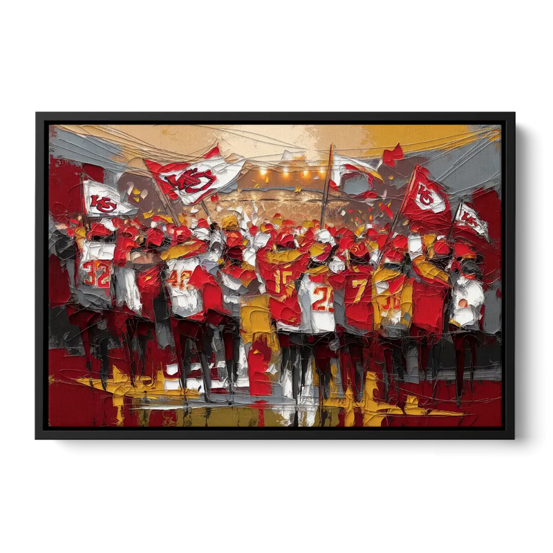 Kansas City Chiefs Fans Gathering Front - Black Canvas Wall Art