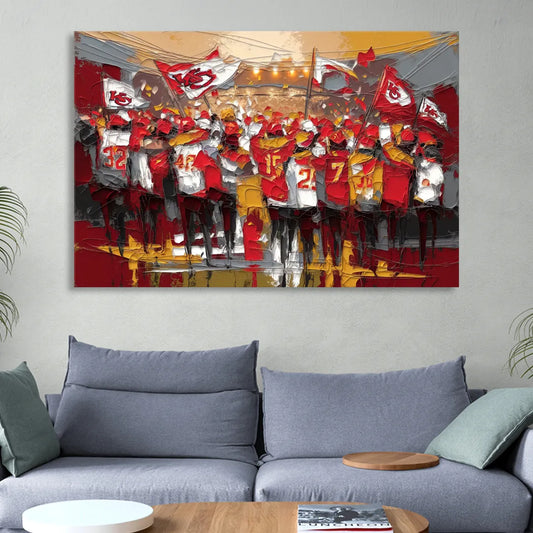 Kansas City Chiefs Fans Gathering Living Room - Canvas Wall Art