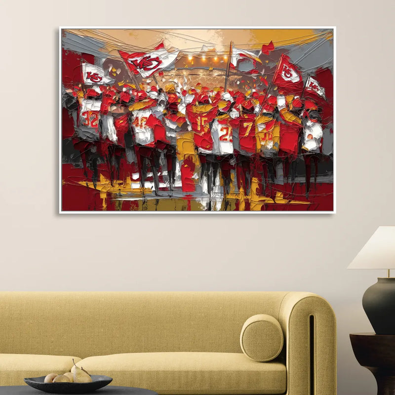 Kansas City Chiefs Fans Gathering Sitting Room - White Canvas Wall Art