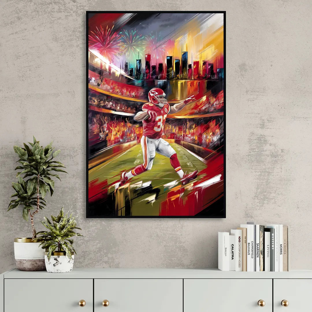 Kansas City Chiefs Game Day Living Room - Black Canvas Wall Art