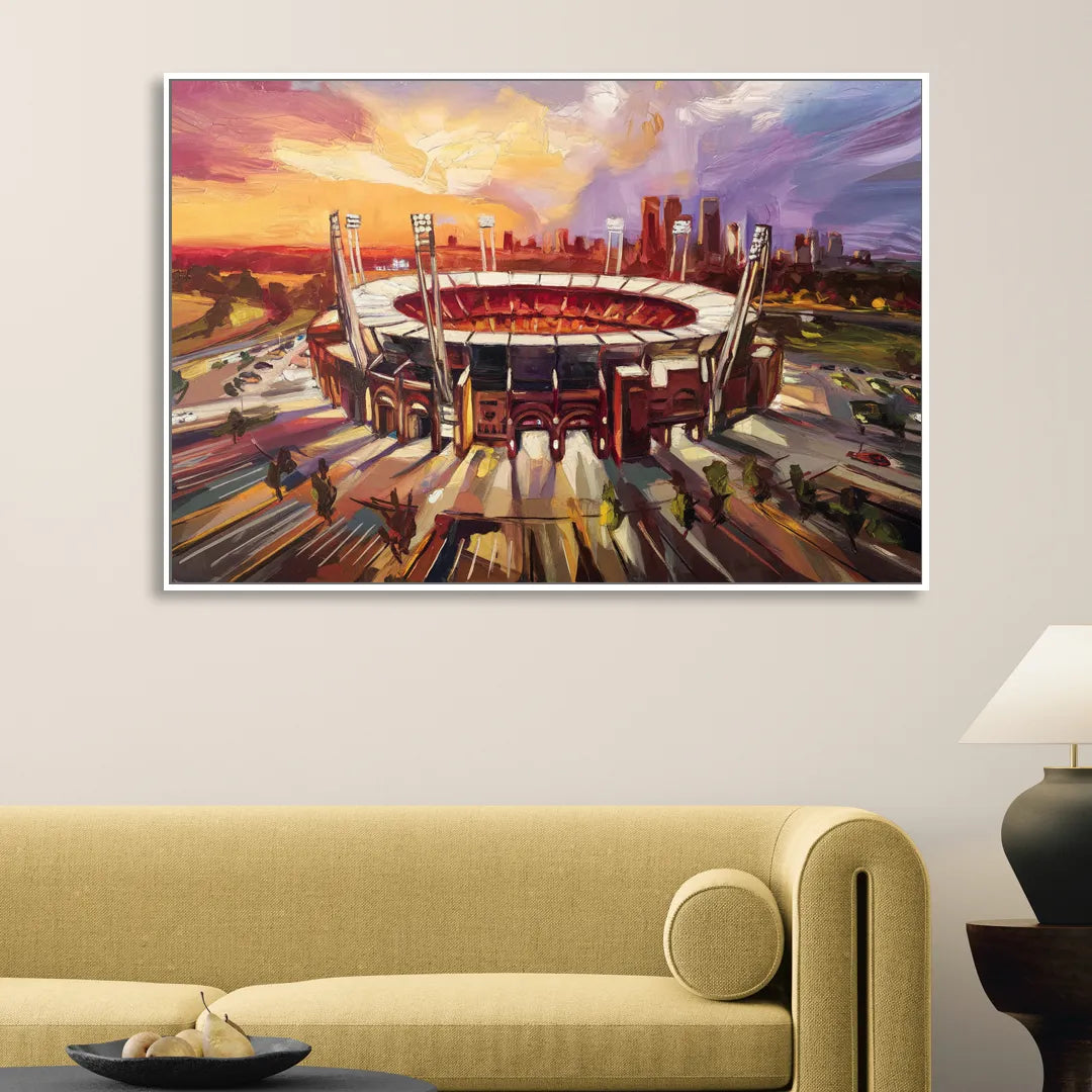 Kansas City Chiefs Stadium Living Room - White Canvas Wall Art