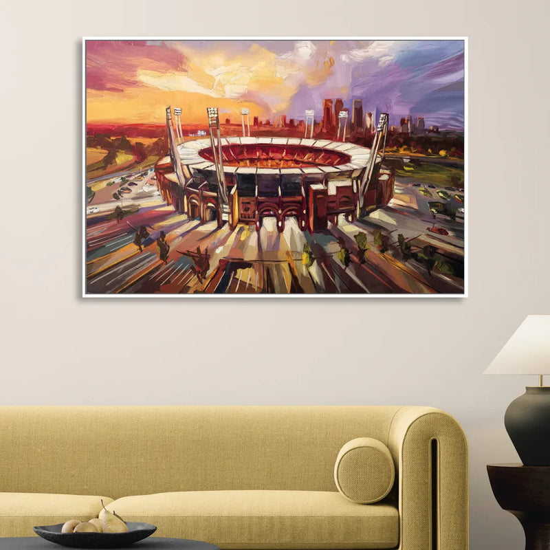 Kansas City Chiefs Stadium Living Room - White Canvas Wall Art