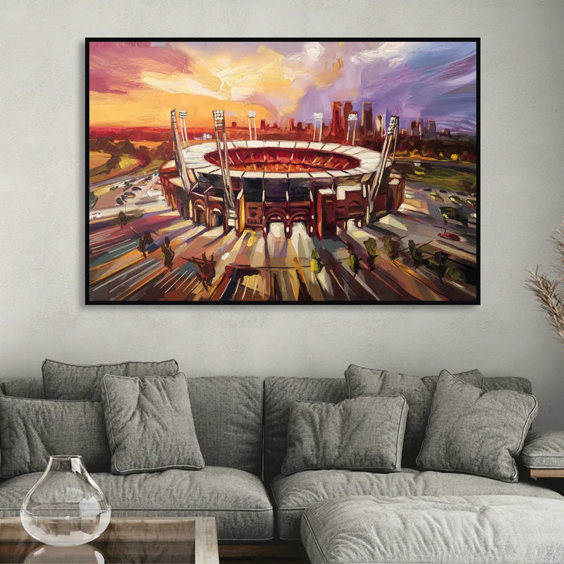 Kansas City Chiefs Stadium Living Room - Black Canvas Wall Art