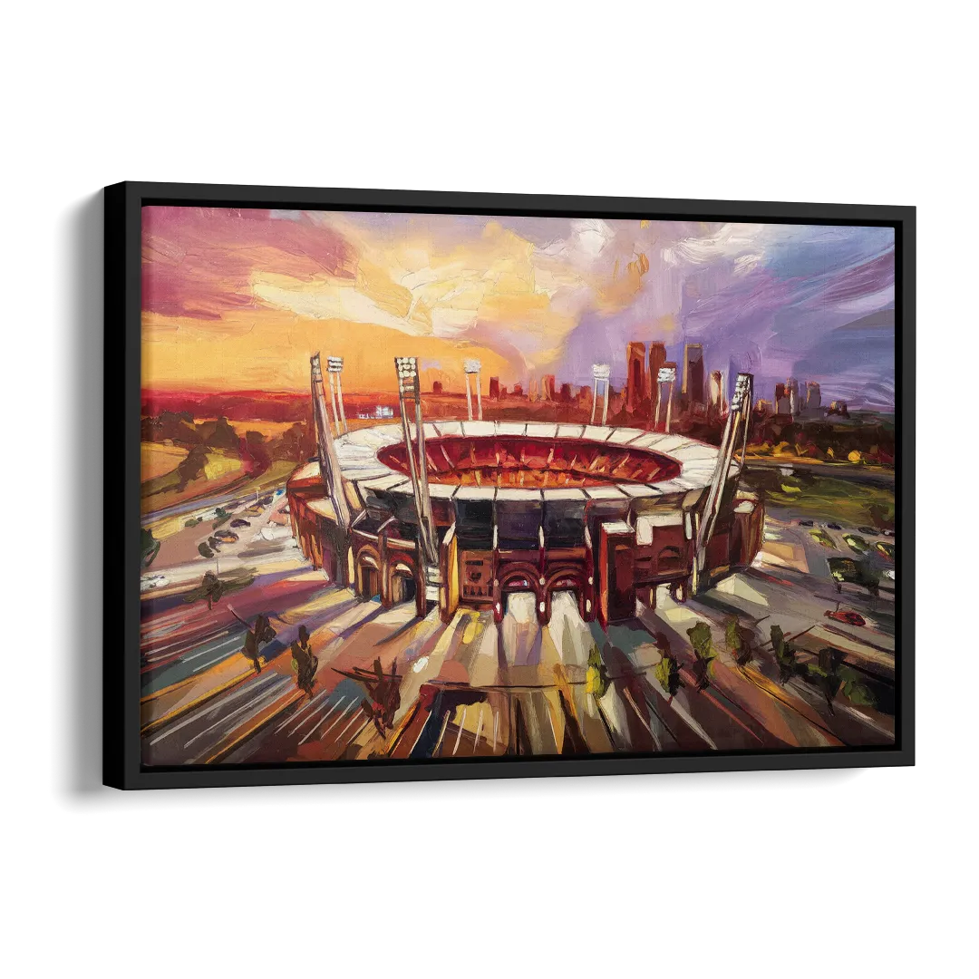 Kansas City Chiefs Stadium Side - Black Canvas Wall Art
