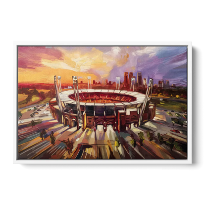 Kansas City Chiefs Stadium Front - White Canvas Wall Art