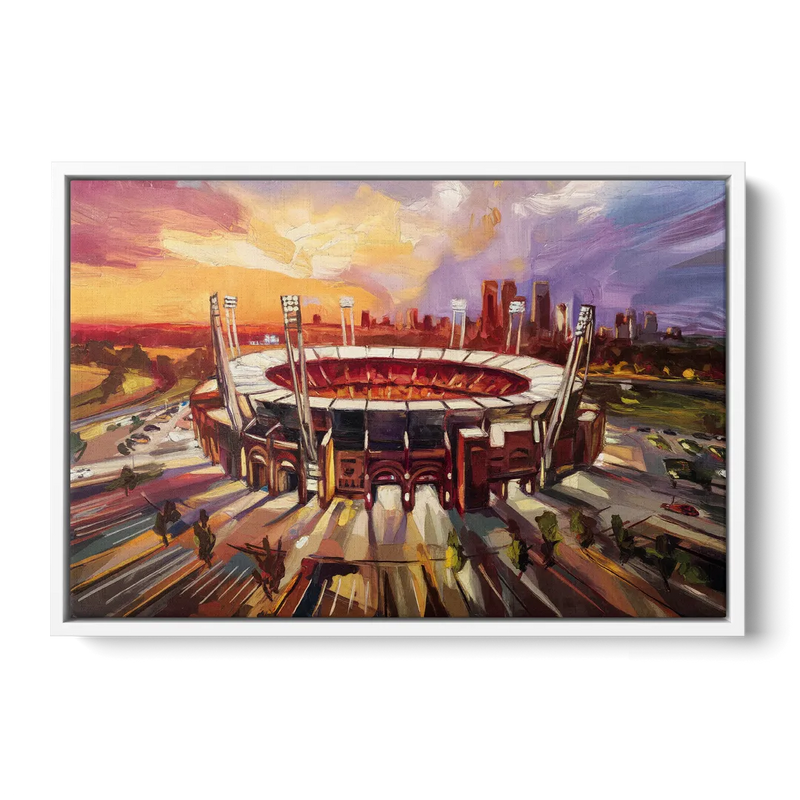 Kansas City Chiefs Stadium Front - White Canvas Wall Art