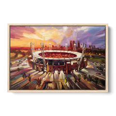 Kansas City Chiefs Stadium - Oak Framed Canvas Wall Art - Front