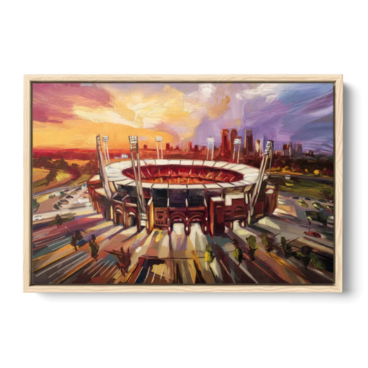 Kansas City Chiefs Stadium - Oak Framed Canvas Wall Art - Front
