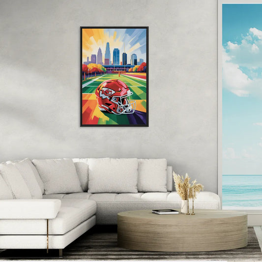 Kansas City Chiefs Vibrant Impressionistic Landscape - Living Room Black Frame Canvas