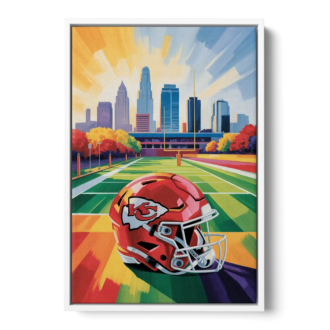 Kansas City Chiefs Vibrant Impressionistic Landscape - White Frame Canvas