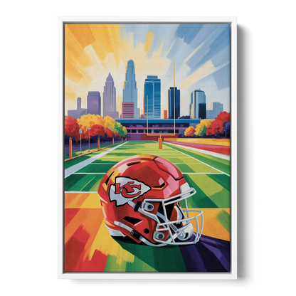 Kansas City Chiefs Vibrant Impressionistic Landscape - White Frame Canvas