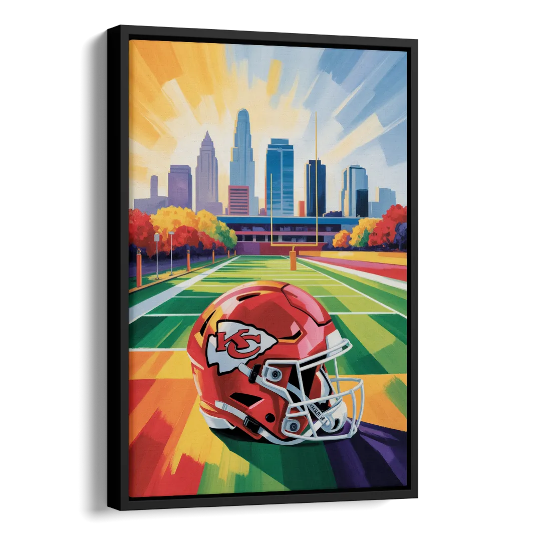 Kansas City Chiefs Vibrant Impressionistic Landscape Side - Black Canvas Wall Art