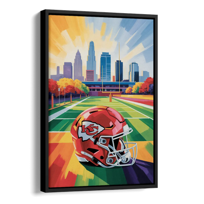 Kansas City Chiefs Vibrant Impressionistic Landscape Side - Black Canvas Wall Art