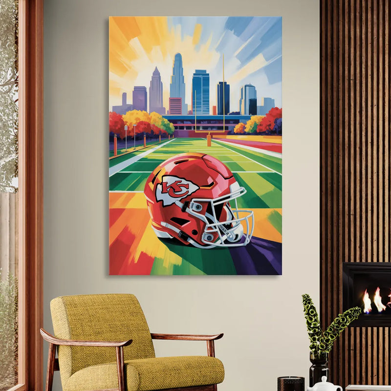 Kansas City Chiefs Vibrant Impressionistic Landscape Sitting Room - Canvas Wall Art