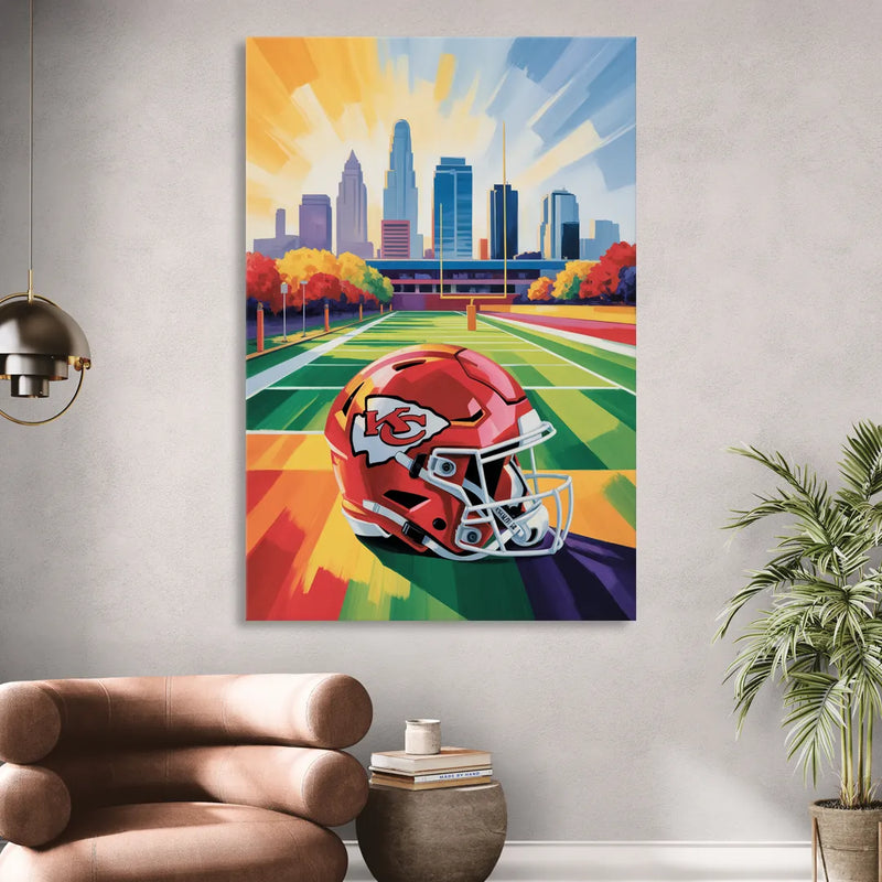 Kansas City Chiefs Vibrant Impressionistic Landscape Living Room - Canvas Wall Art