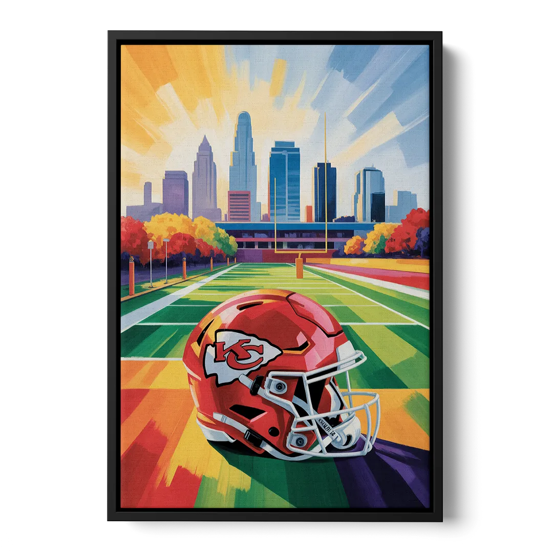 Kansas City Chiefs Vibrant Impressionistic Landscape - Black Frame Canvas