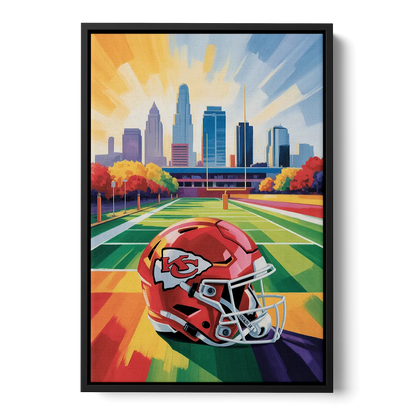 Kansas City Chiefs Vibrant Impressionistic Landscape - Black Frame Canvas