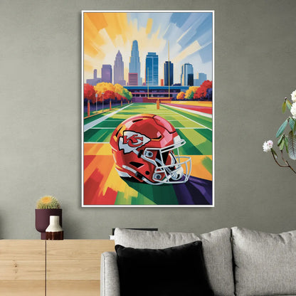 Kansas City Chiefs Vibrant Impressionistic Landscape Living Room - White Canvas Wall Art
