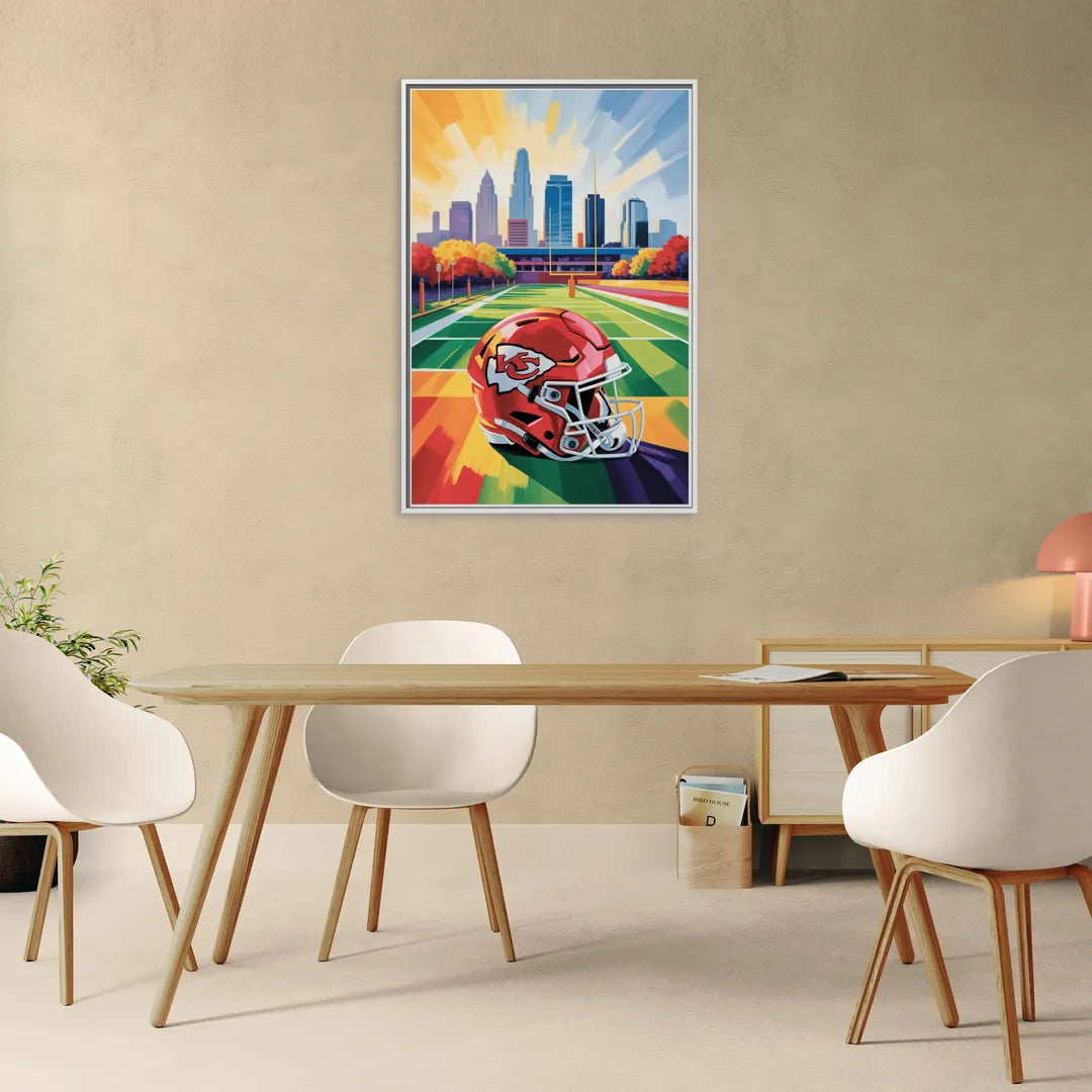 Kansas City Chiefs Vibrant Impressionistic Landscape - Living Room White Frame Canvas