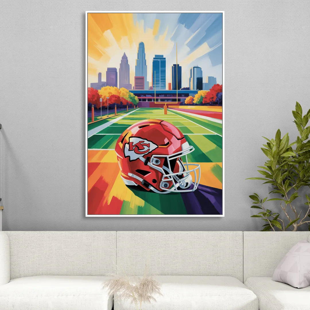 Kansas City Chiefs Vibrant Impressionistic Landscape Sitting Room - White Canvas Wall Art