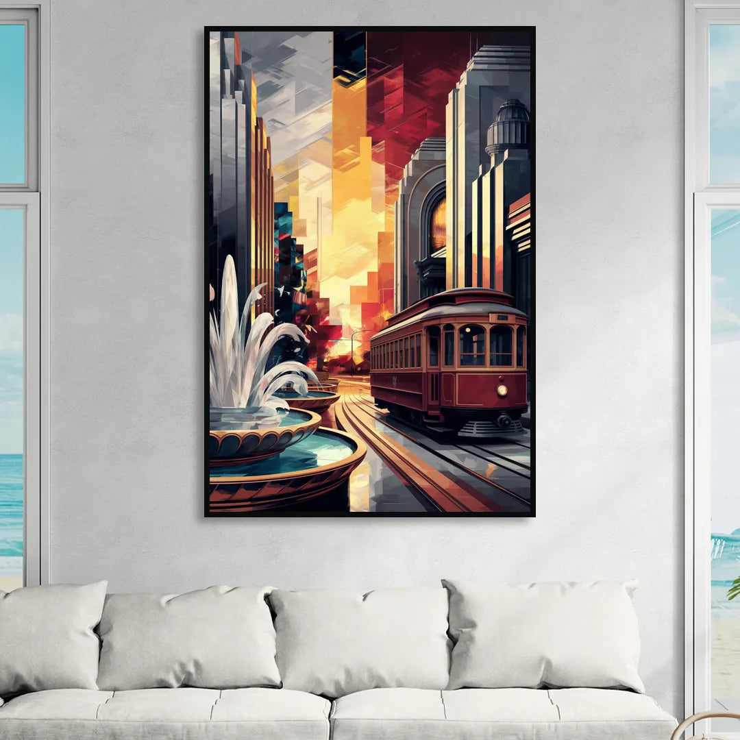 Kansas City Cultural Icons Living Room - Black Canvas Wall Art