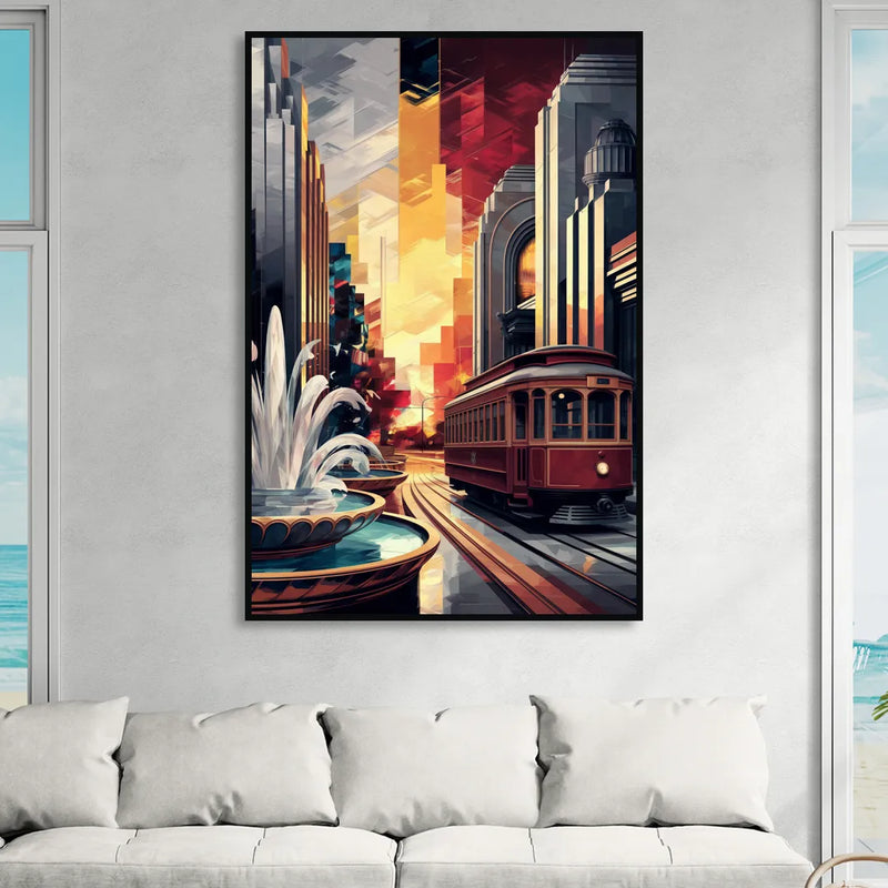 Kansas City Cultural Icons Living Room - Black Canvas Wall Art