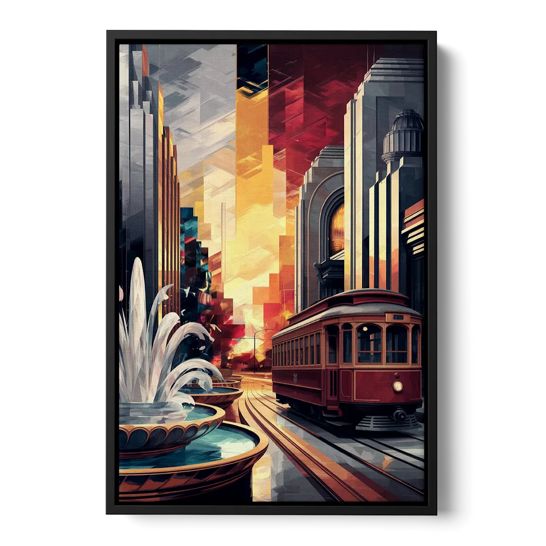 Kansas City Cultural Icons Front - Black Canvas Wall Art